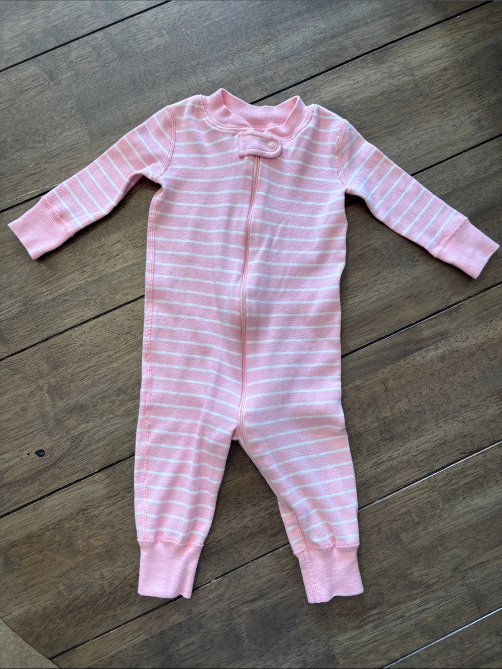 Hanna Andersson Pink Stripe Kids One-Piece Zipper Romper